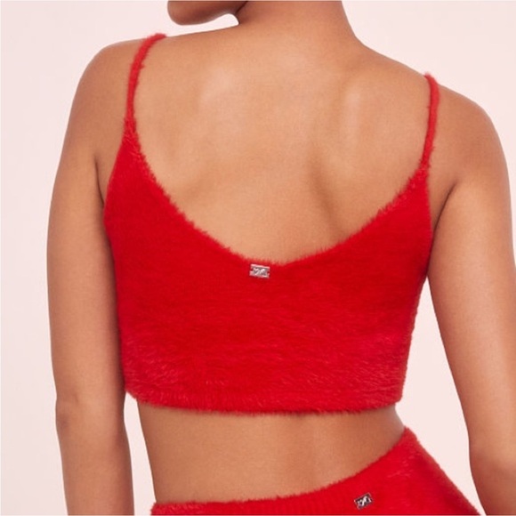 🔥SALE🔥 For Love & Lemons red Fiona fuzzy crop top. X-Large New - Picture 3 of 9